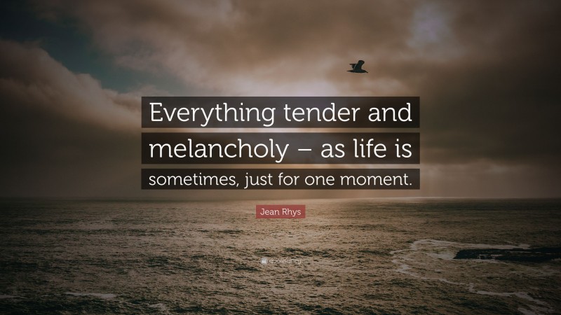 Jean Rhys Quote: “Everything tender and melancholy – as life is sometimes, just for one moment.”