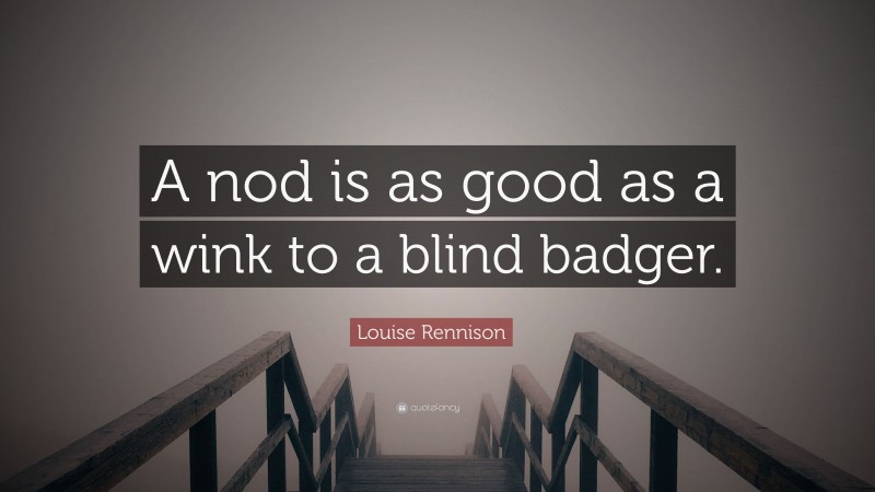 Louise Rennison Quote: “A nod is as good as a wink to a blind badger.”