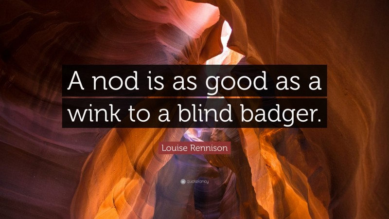 Louise Rennison Quote: “A nod is as good as a wink to a blind badger.”