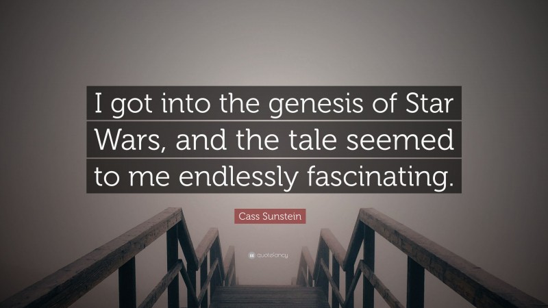 Cass Sunstein Quote: “I got into the genesis of Star Wars, and the tale seemed to me endlessly fascinating.”