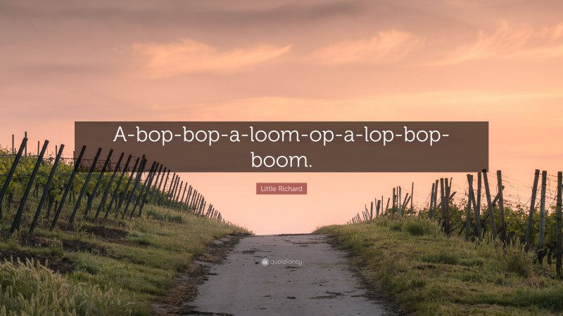 Little Richard Quote: “A-bop-bop-a-loom-op-a-lop-bop-boom.”