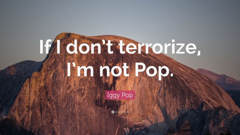 Iggy Pop Quote: “If I don’t terrorize, I’m not Pop.”