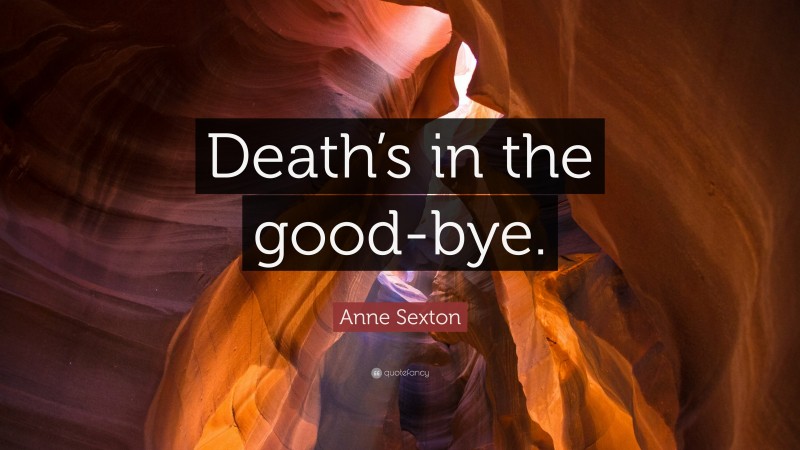 Anne Sexton Quote: “Death’s in the good-bye.”