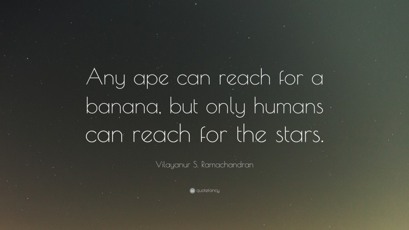 Vilayanur S. Ramachandran Quote: “Any ape can reach for a banana, but only humans can reach for the stars.”