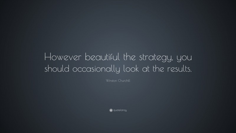 Winston Churchill Quote: “However beautiful the strategy, you should occasionally look at the results.”