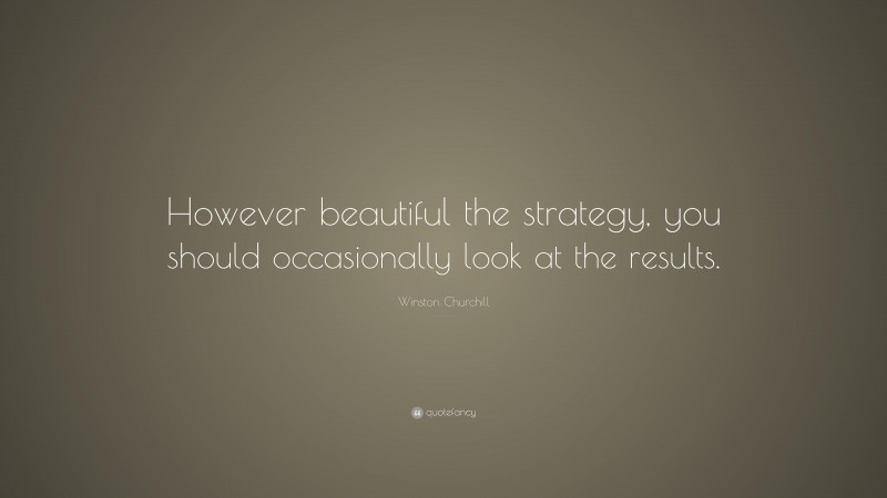 Winston Churchill Quote: “However beautiful the strategy, you should occasionally look at the results.”
