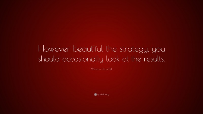 Winston Churchill Quote: “However beautiful the strategy, you should occasionally look at the results.”