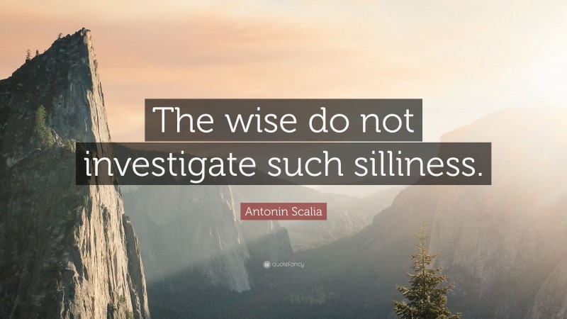 Antonin Scalia Quote: “The wise do not investigate such silliness.”