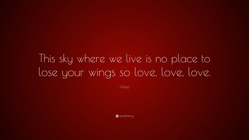 Hafez Quote: “This sky where we live is no place to lose your wings so love, love, love.”