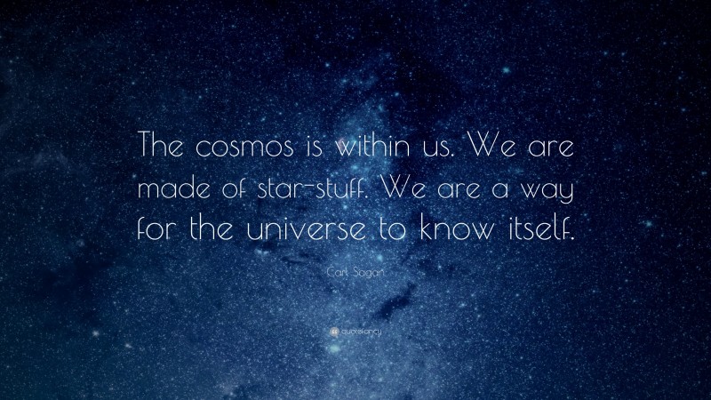 Carl Sagan Quote: “The cosmos is within us. We are made of star-stuff. We are a way for the universe to know itself.”