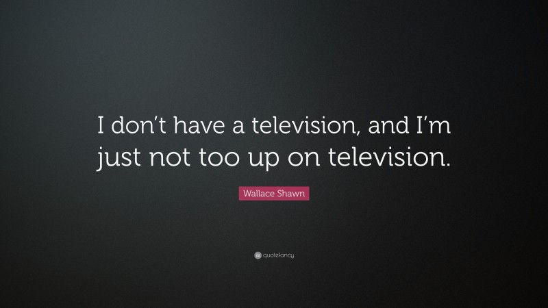 Wallace Shawn Quote: “I don’t have a television, and I’m just not too up on television.”
