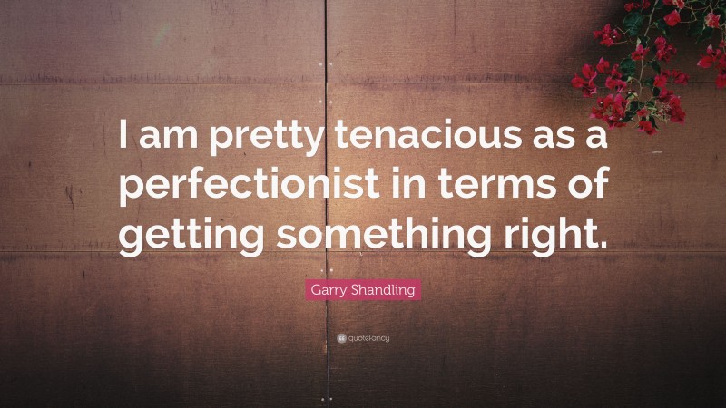 Garry Shandling Quote: “I am pretty tenacious as a perfectionist in terms of getting something right.”
