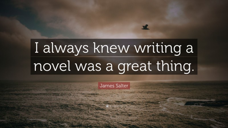 James Salter Quote: “I always knew writing a novel was a great thing.”