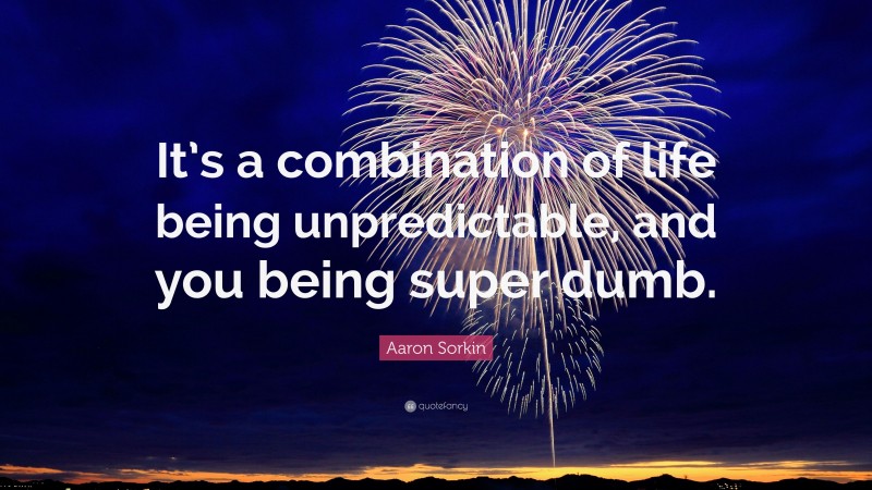 Aaron Sorkin Quote: “It’s a combination of life being unpredictable, and you being super dumb.”