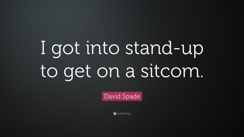David Spade Quote: “I got into stand-up to get on a sitcom.”