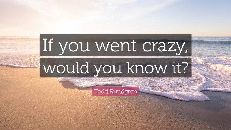 Todd Rundgren Quote: “If you went crazy, would you know it?”