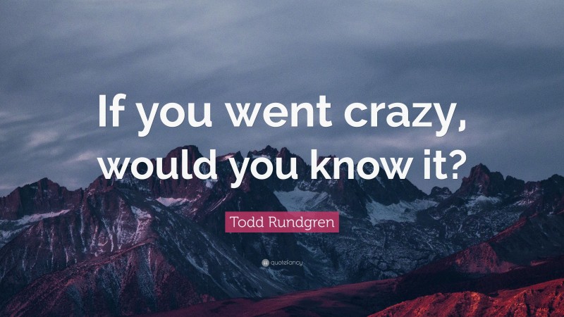 Todd Rundgren Quote: “If you went crazy, would you know it?”