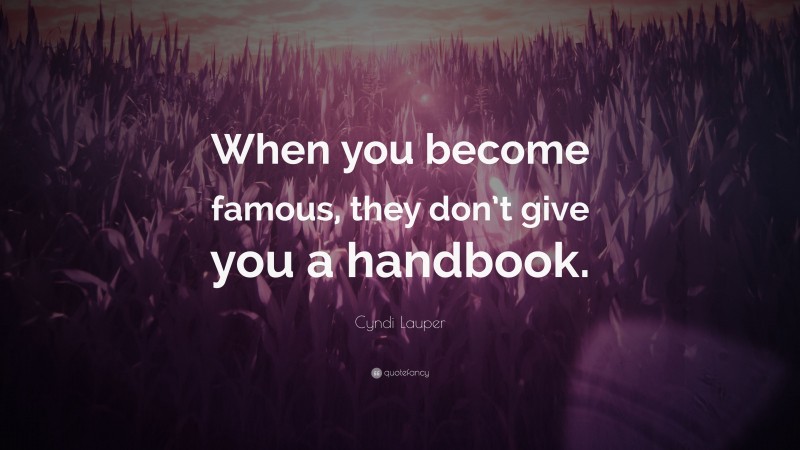 Cyndi Lauper Quote: “When you become famous, they don’t give you a handbook.”