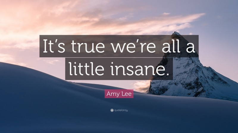 Amy Lee Quote: “It’s true we’re all a little insane.”