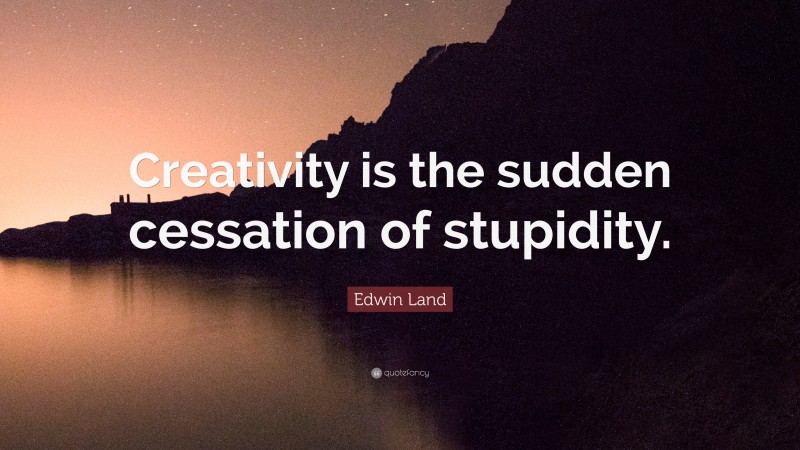 Edwin Land Quote: “Creativity is the sudden cessation of stupidity.”