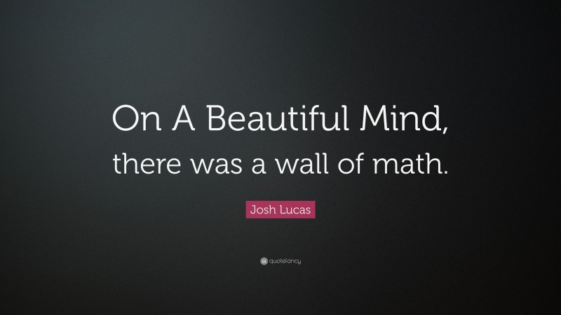 Josh Lucas Quote: “On A Beautiful Mind, there was a wall of math.”