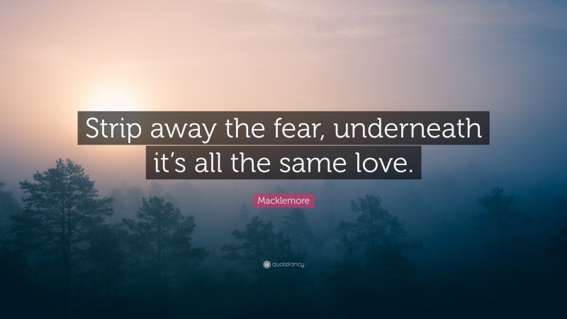 Macklemore Quote: “Strip away the fear, underneath it’s all the same love.”