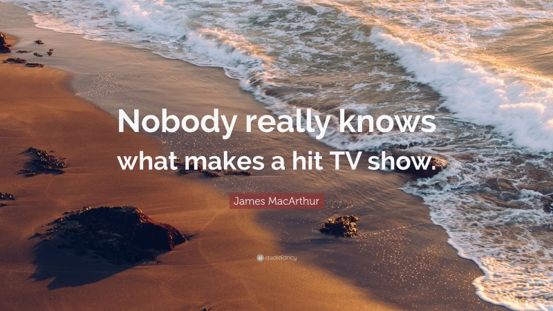 James MacArthur Quote: “Nobody really knows what makes a hit TV show.”