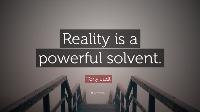 Tony Judt Quote: “Reality is a powerful solvent.”