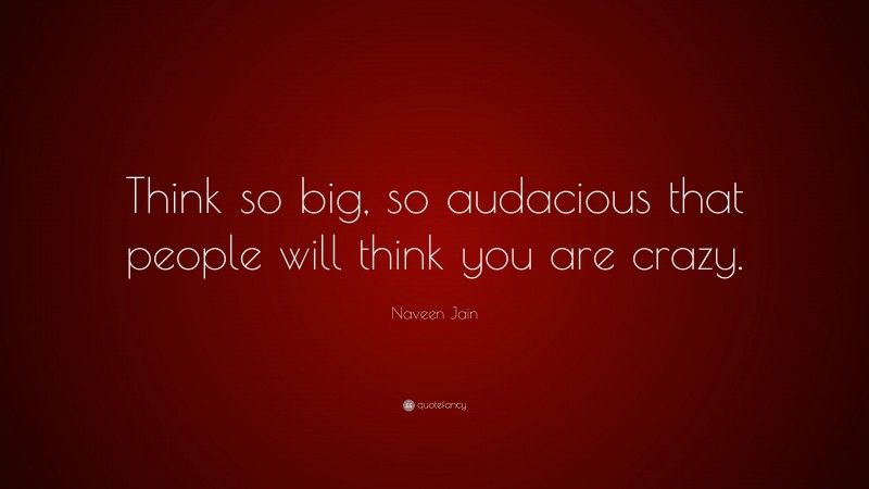 Naveen Jain Quote: “Think so big, so audacious that people will think you are crazy.”