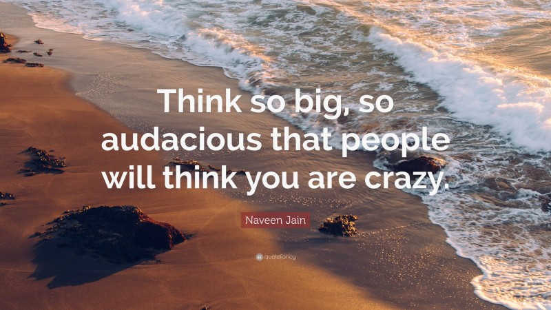 Naveen Jain Quote: “Think so big, so audacious that people will think you are crazy.”