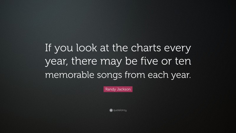 Randy Jackson Quote: “If you look at the charts every year, there may be five or ten memorable songs from each year.”