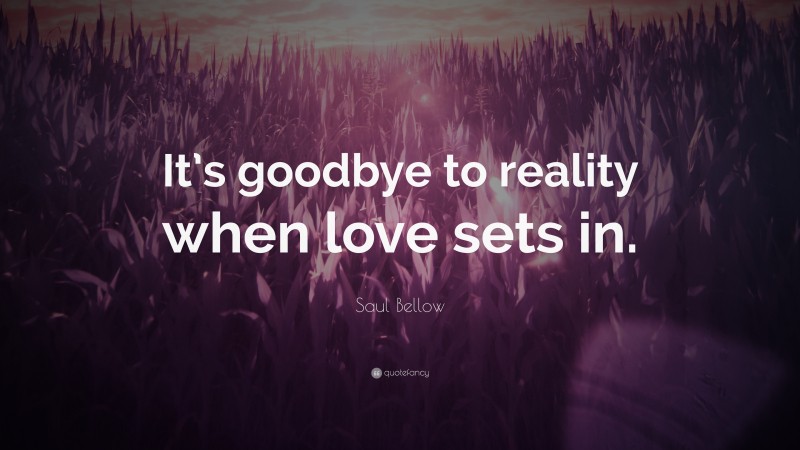 Saul Bellow Quote: “It’s goodbye to reality when love sets in.”