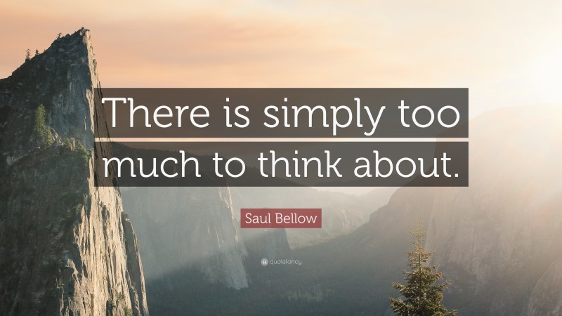 Saul Bellow Quote: “There is simply too much to think about.”