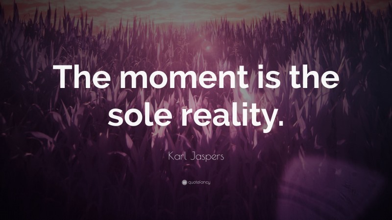 Karl Jaspers Quote: “The moment is the sole reality.”