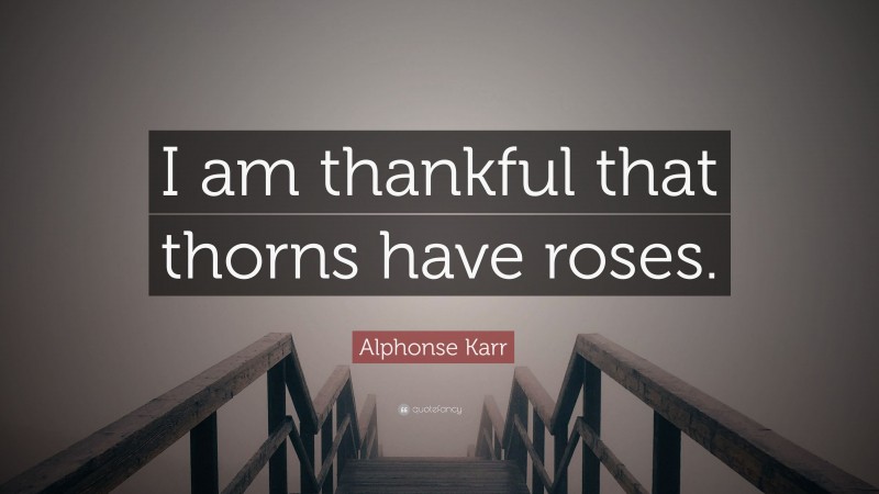 Alphonse Karr Quote: “I am thankful that thorns have roses.”