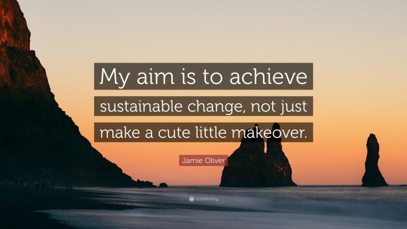 Jamie Oliver Quote: “My aim is to achieve sustainable change, not just make a cute little makeover.”