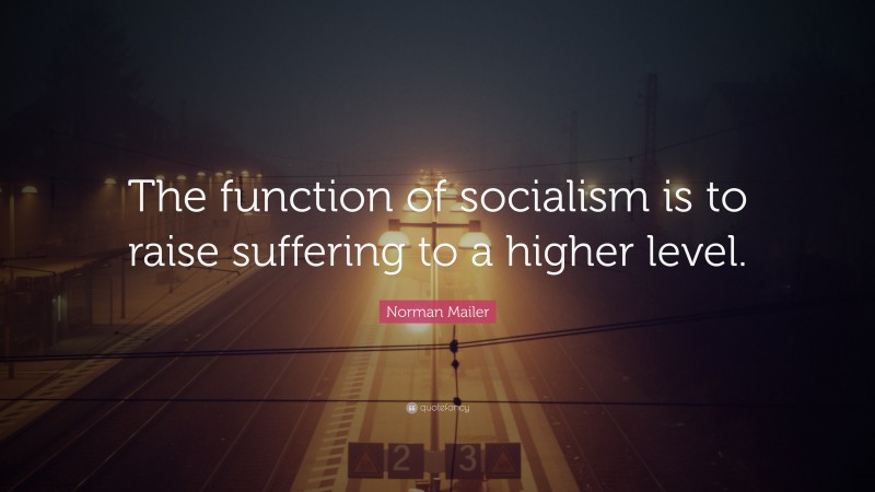 Norman Mailer Quote: “The function of socialism is to raise suffering to a higher level.”