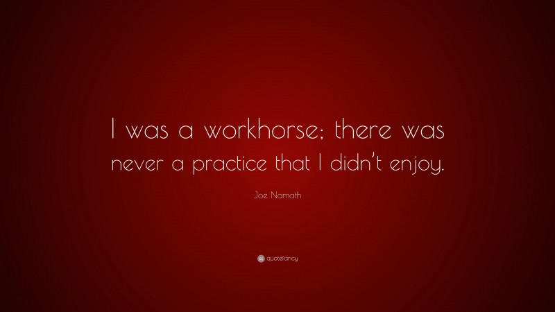 Joe Namath Quote: “I was a workhorse; there was never a practice that I didn’t enjoy.”