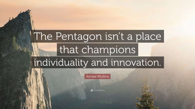 Aimee Mullins Quote: “The Pentagon isn’t a place that champions individuality and innovation.”