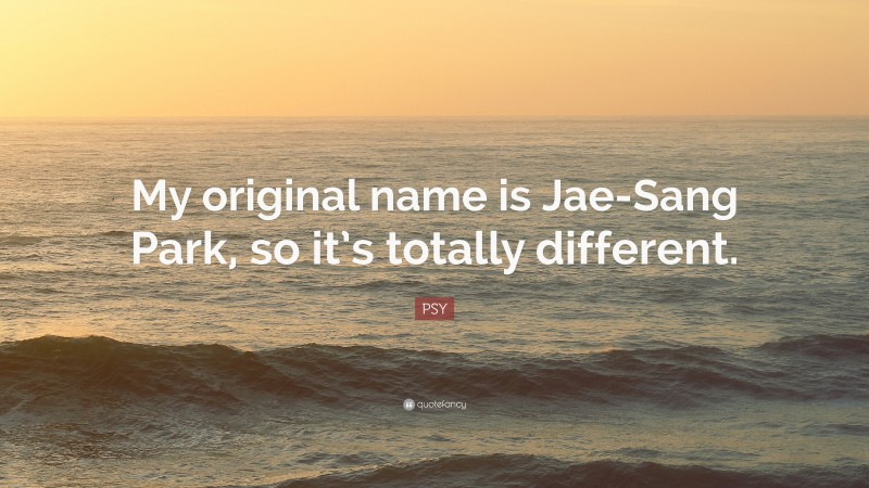 PSY Quote: “My original name is Jae-Sang Park, so it’s totally different.”