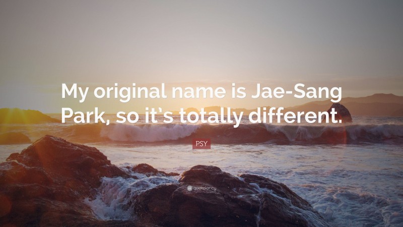 PSY Quote: “My original name is Jae-Sang Park, so it’s totally different.”