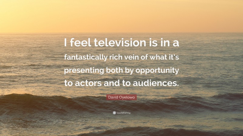 David Oyelowo Quote: “I feel television is in a fantastically rich vein of what it’s presenting both by opportunity to actors and to audiences.”