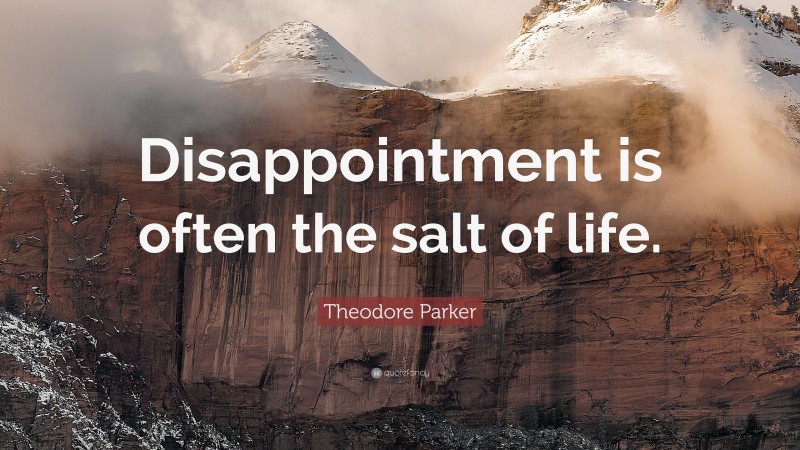 Theodore Parker Quote: “Disappointment is often the salt of life.”