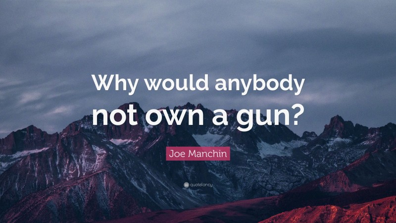Joe Manchin Quote: “Why would anybody not own a gun?”
