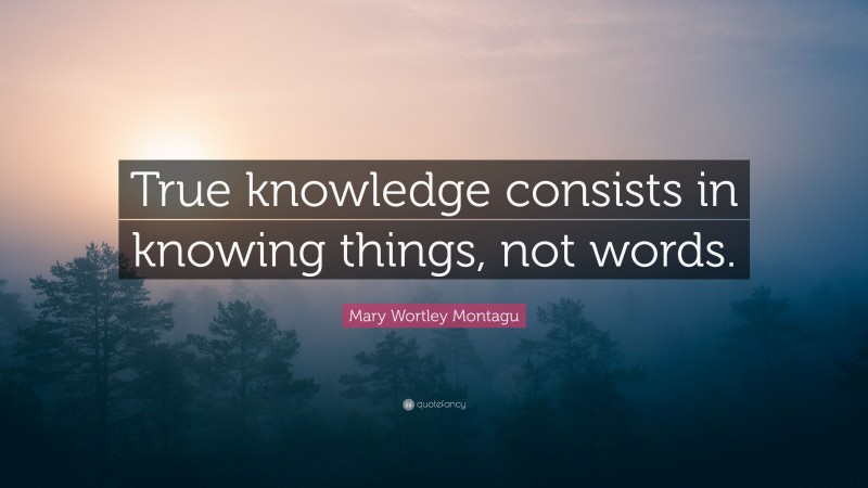 Mary Wortley Montagu Quote: “True knowledge consists in knowing things, not words.”