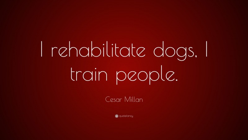 Cesar Millan Quote: “I rehabilitate dogs, I train people.”