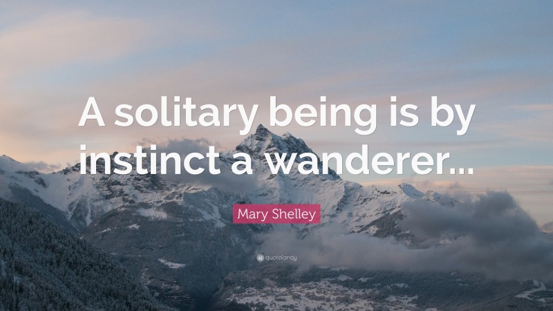 Mary Shelley Quote: “A solitary being is by instinct a wanderer...”