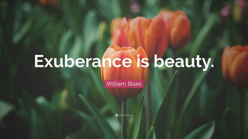 William Blake Quote: “Exuberance is beauty.”