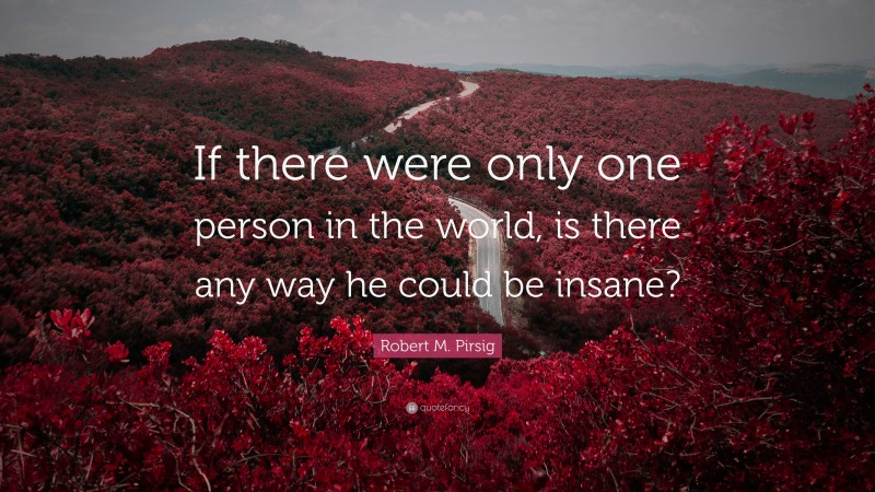 Robert M. Pirsig Quote: “If there were only one person in the world, is there any way he could be insane?”