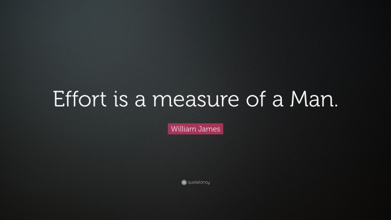 William James Quote: “Effort is a measure of a Man.”